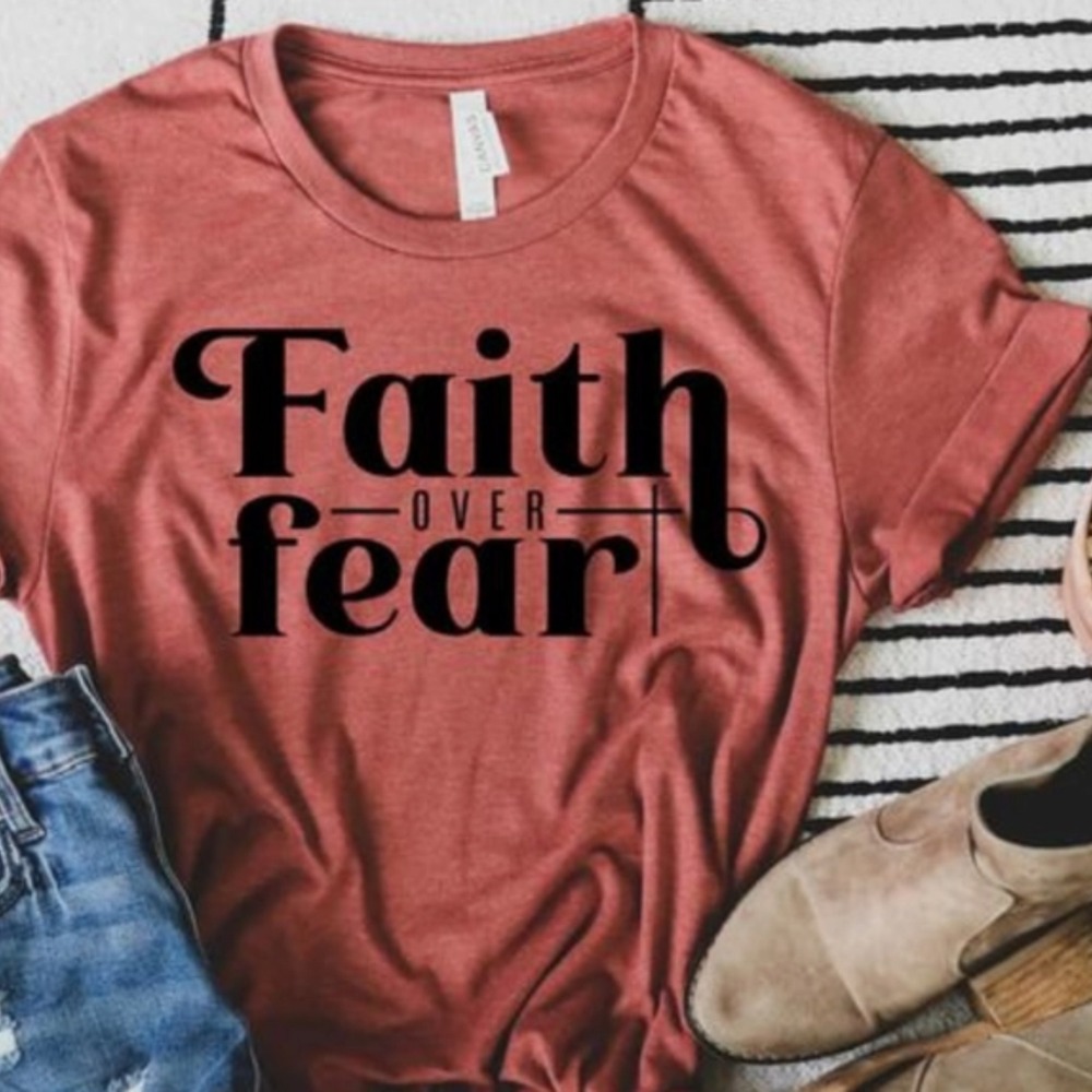 Faith Over Fear Adult Unisex Small T-shirt Faith Based Apparel Christain Tee 234